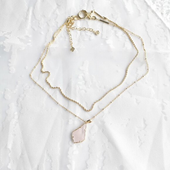 Kendra Scott Faceted Alex Gold Convertible Necklace Rose Quartz - Picture 3 of 4